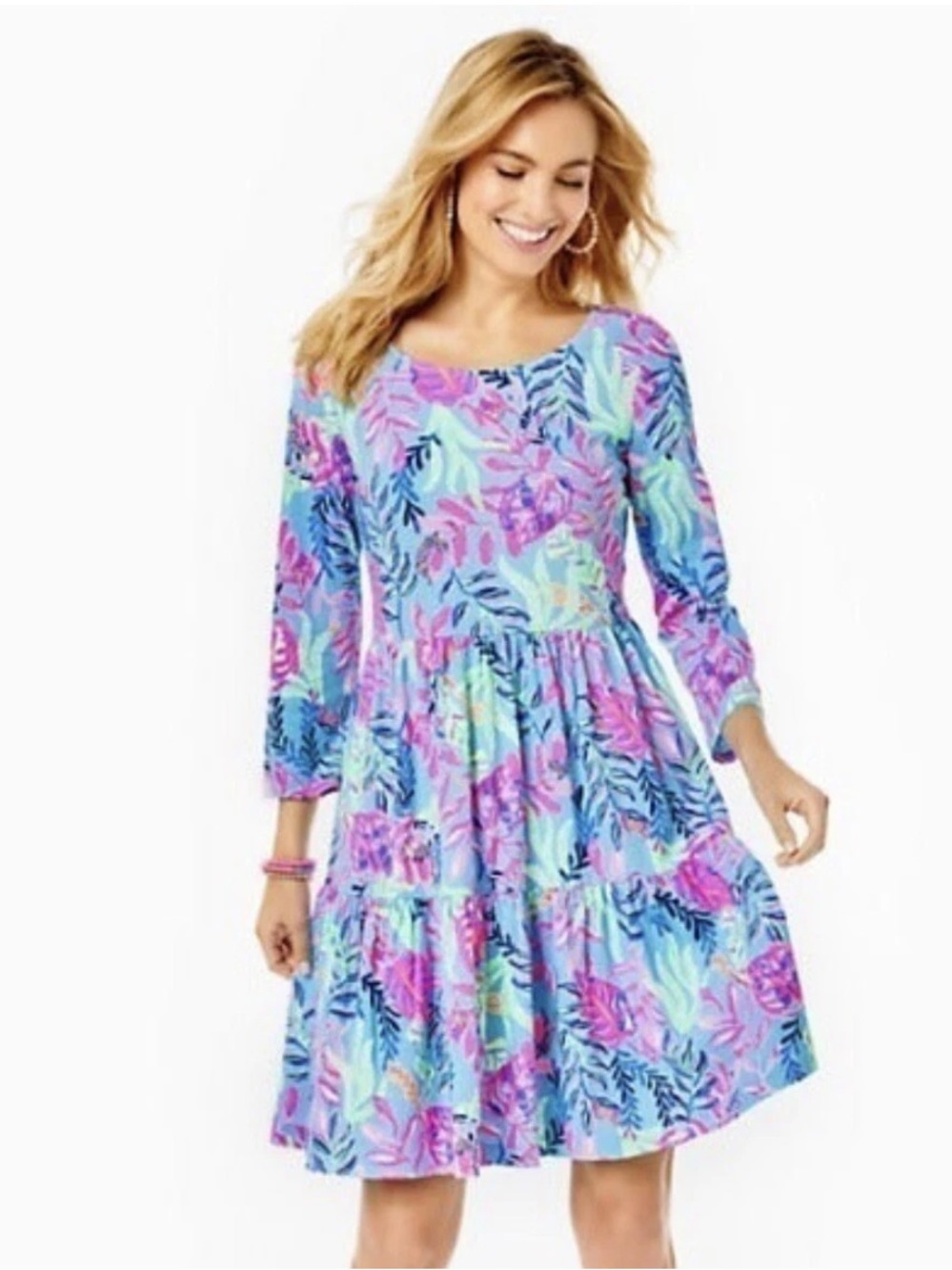 Lilly Pulitzer Geanna Swing Dress Porto Blue Youve Been Spotted Size XL